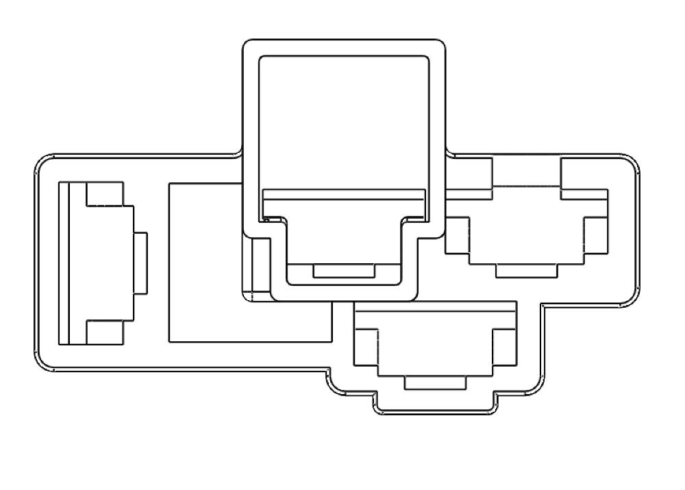 4-way connector, front view