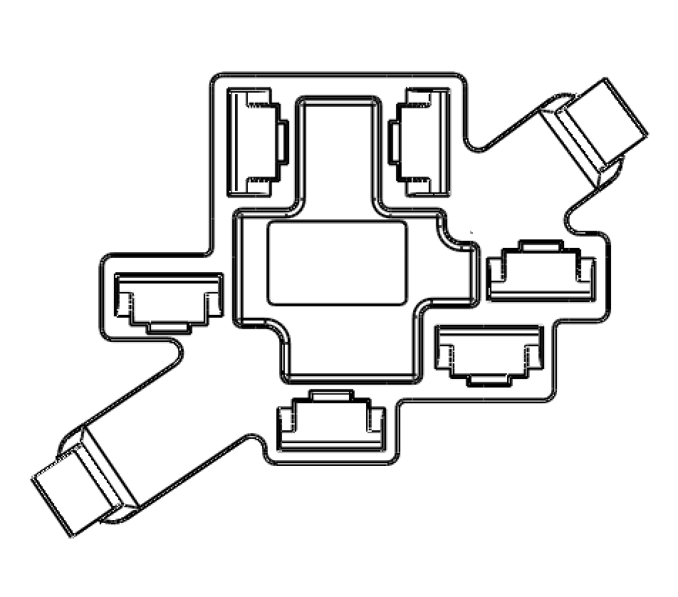 6-way connector, front view