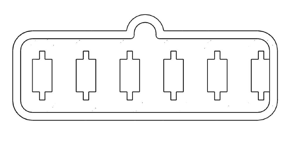 6-way connector, front view
