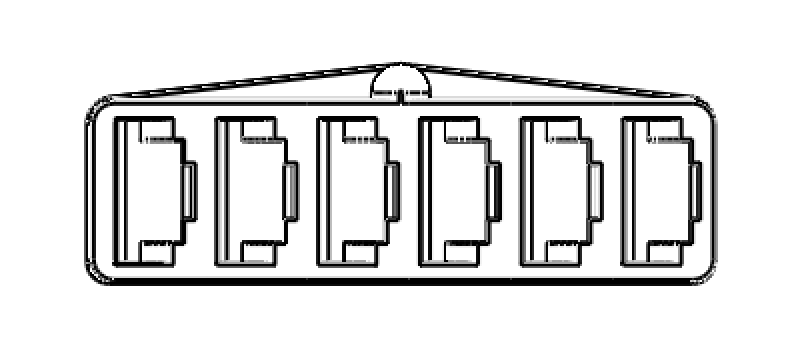 6-way connector, front view