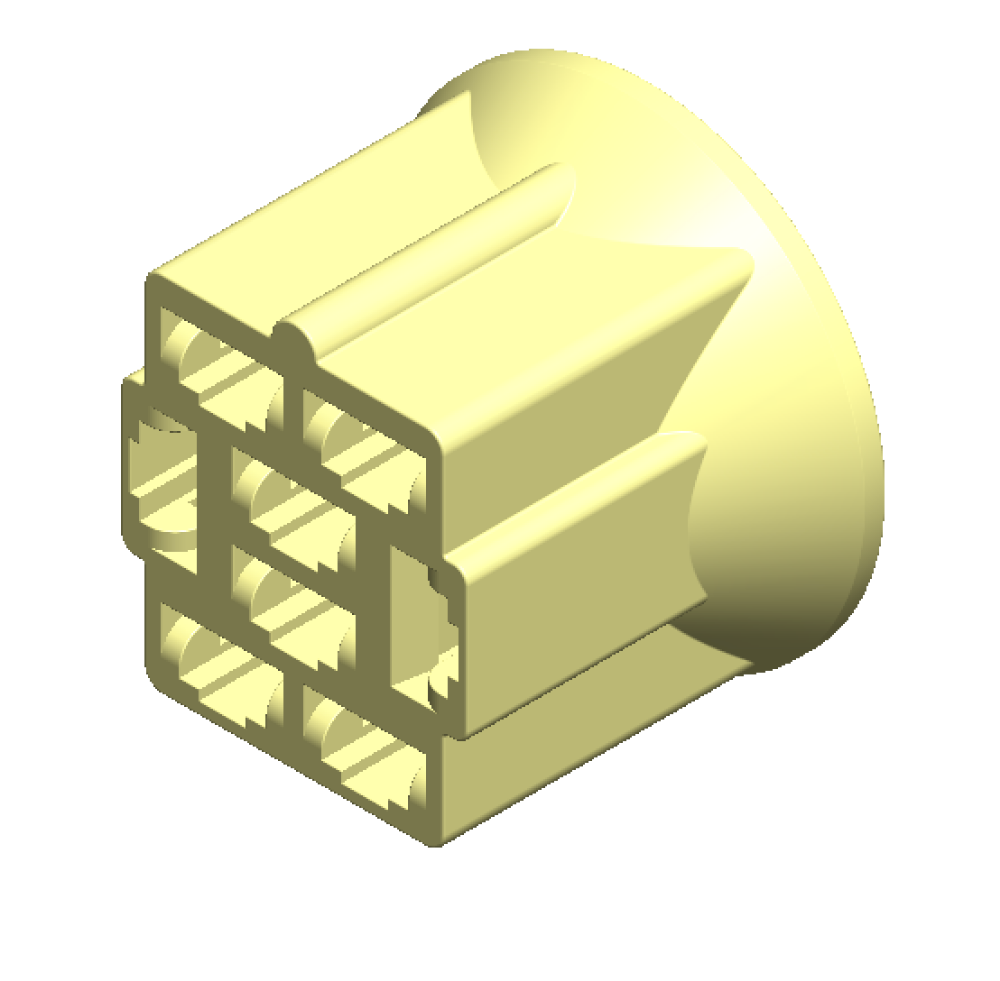 8-way connector, angled view