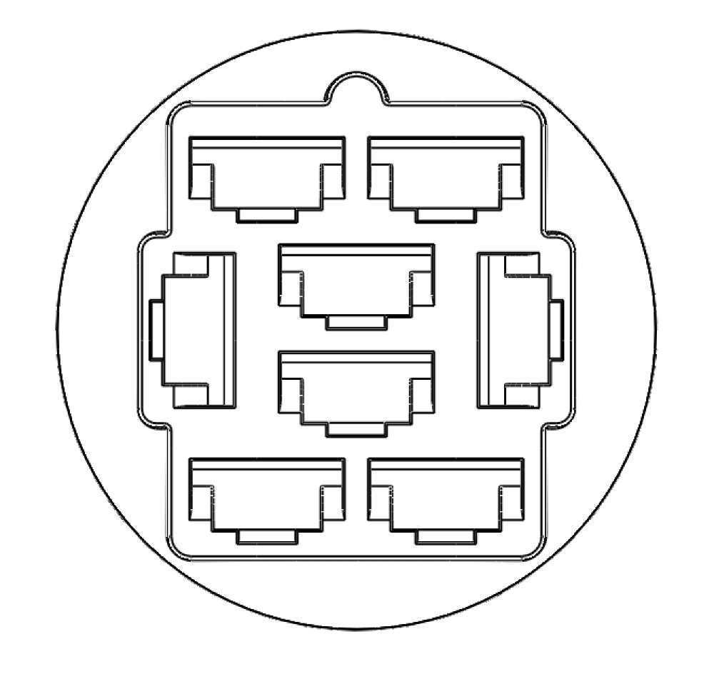 8-way connector, front view